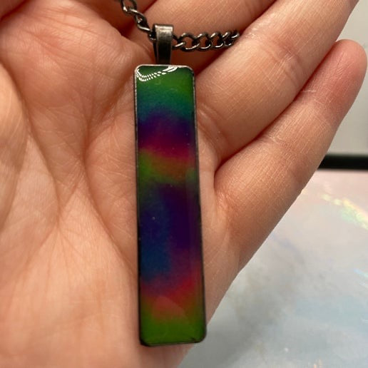 Glow-in-the-Dark- Multicolour Rectangle Necklace-Northern Lights