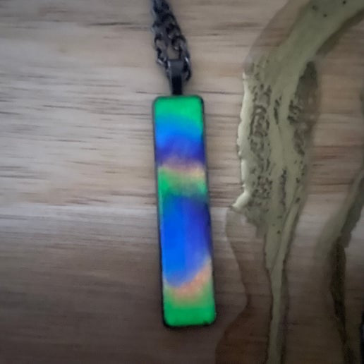 Glow-in-the-Dark- Multicolour Rectangle Necklace-Northern Lights