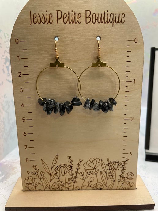 Gemstones on 2.5 cm Gold Hoop Earrings