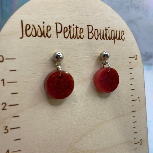 Red Circle Drop Earrings