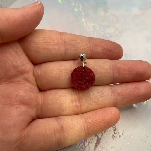 Red Circle Drop Earrings