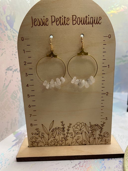 Gemstones on 2.5 cm Gold Hoop Earrings