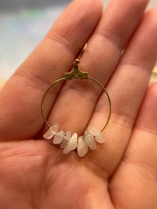 Gemstones on 2.5 cm Gold Hoop Earrings