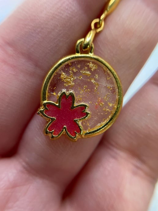 Gold Floral Circle Earrings