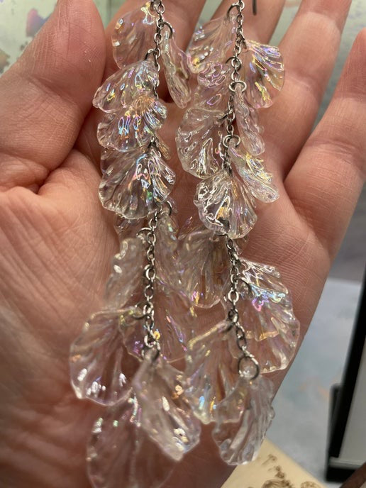 Clear Acrylic Rainbow Dangle Earrings-Stainless steel