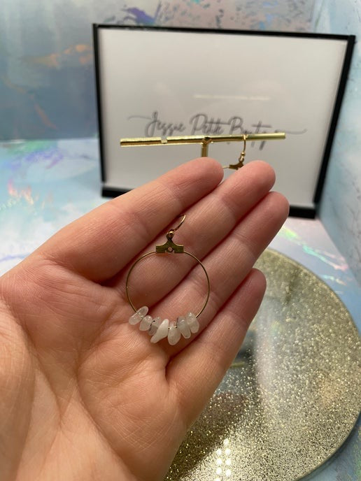 Gemstones on 2.5 cm Gold Hoop Earrings