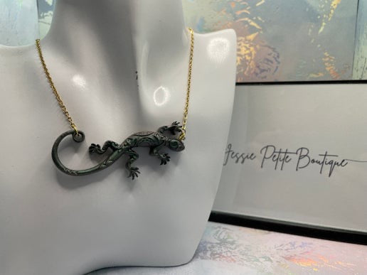 Collier caméléon gecko vert - 22''