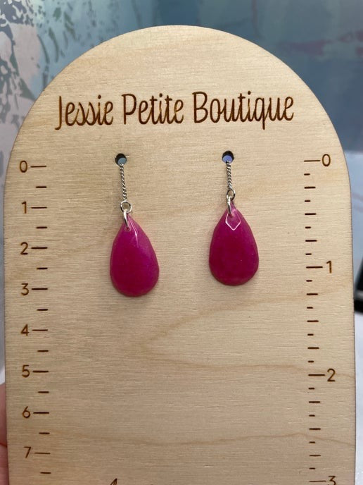 Tiny Pink Teardrop On Silver Chain (NICKEL FREE)