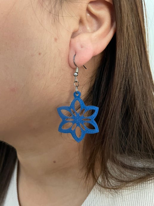 Boucles d'oreilles fleur mandala bleue-Sans Nickel