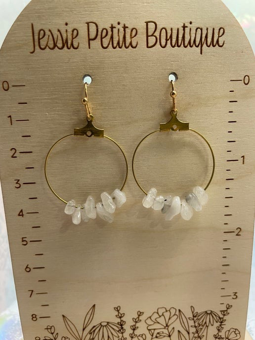 Gemstones on 2.5 cm Gold Hoop Earrings