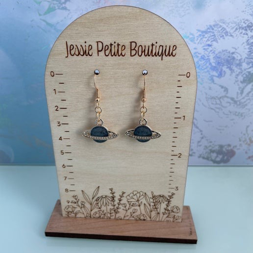 Planet Earrings – Blue & Rose Gold Cosmic Design