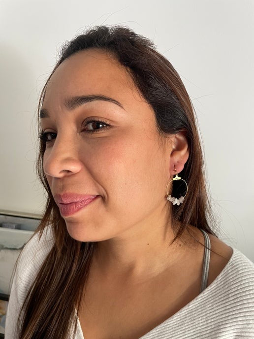 Gemstones on 2.5 cm Gold Hoop Earrings