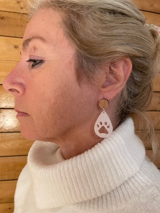 La Patte: Earrings with wood stud- STAINLESS STEEL