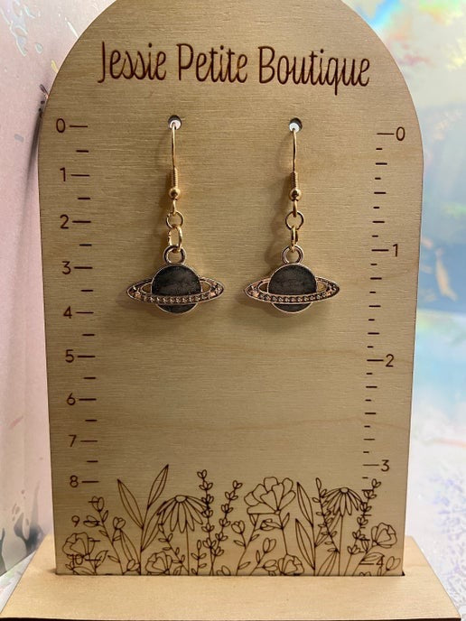 Planet Earrings – Blue & Rose Gold Cosmic Design
