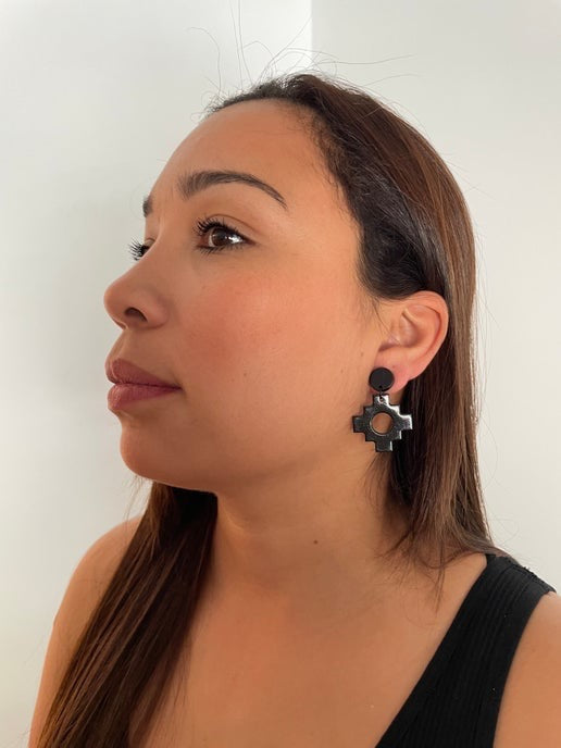 Aztec: Black Earrings with Round Stud – NICKEL FREE