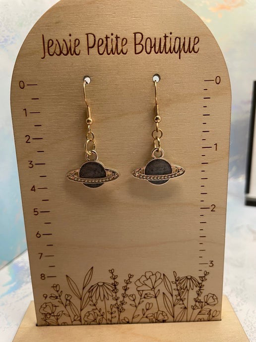 Planet Earrings – Blue & Rose Gold Cosmic Design
