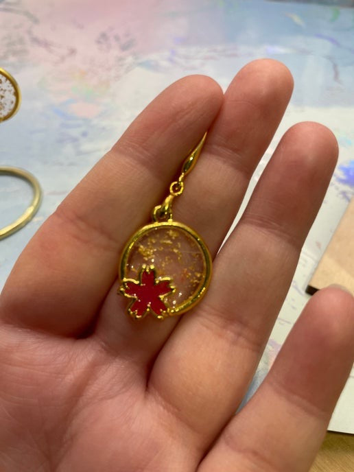 Gold Floral Circle Earrings