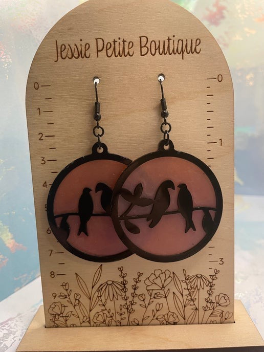 Black Love Bird on chameleon Earrings