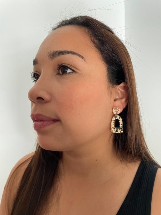 Yellow Glitter Arch Earrings - Hypoallergenic