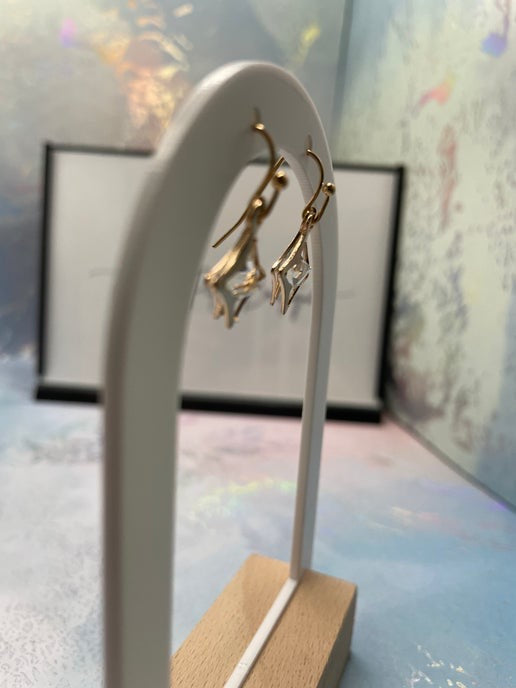 Gold Star with glass diamond Dangle Earrings