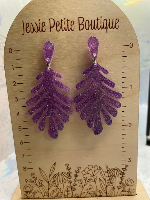 Caroline : Boucles d'oreilles violettes scintillantes – Hypoallergéniques