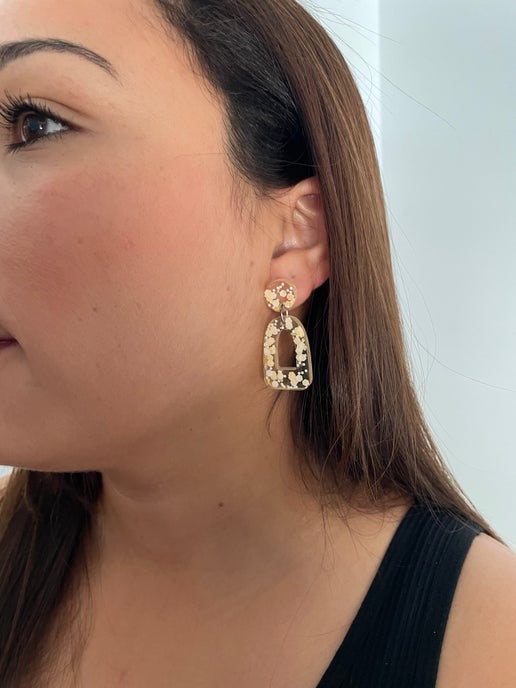 Yellow Glitter Arch Earrings - Hypoallergenic