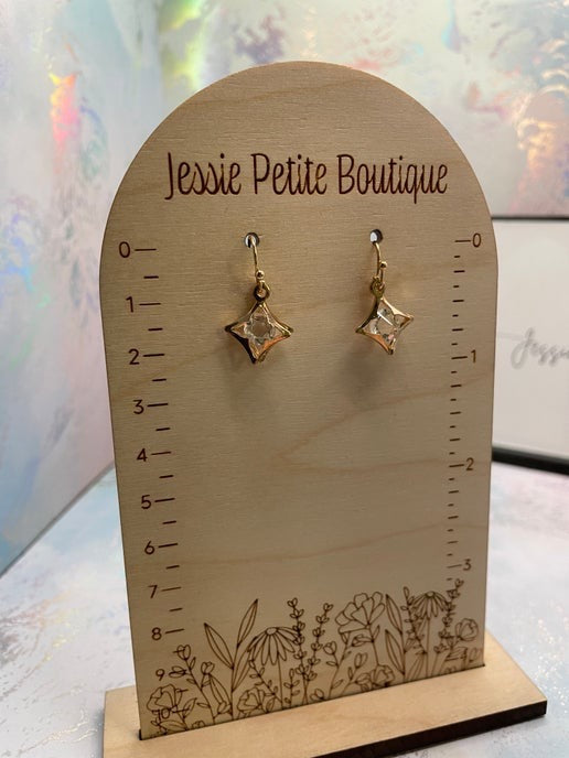 Gold Star with glass diamond Dangle Earrings