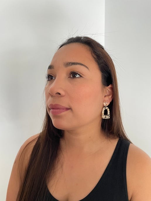 Yellow Glitter Arch Earrings - Hypoallergenic