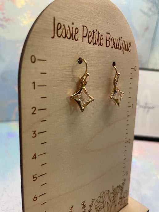 Gold Star with glass diamond Dangle Earrings