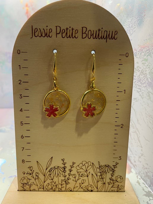 Gold Floral Circle Earrings