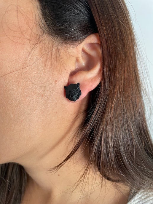 Wolf head stud earrings-Nickel Free