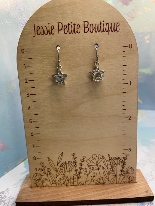 Silver Star Dangle Earrings-Stainless Steel