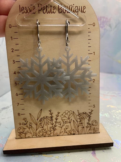 Grey Snowflake Dangle Earrings- STAINLESS STEEL