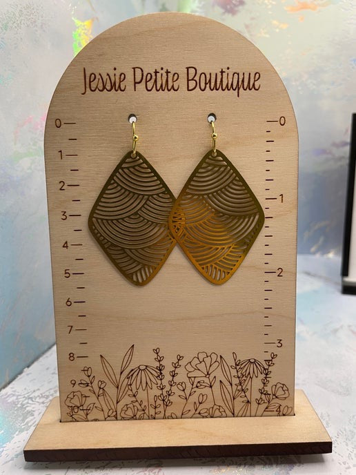 Boucles d'oreilles losange dorée en métal-Acier Inoxydable