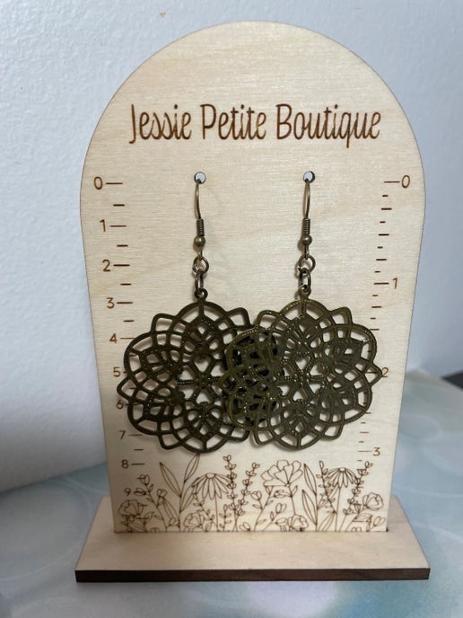 Bronze Filigree Flower Earrings