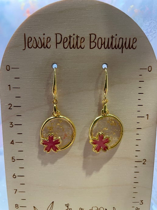 Gold Floral Circle Earrings