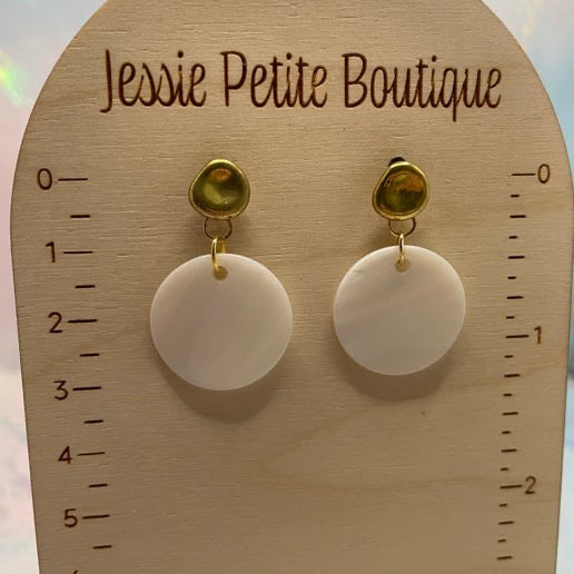 2cm Shell Earrings With Gold Circle Stud - NICKEL FREE