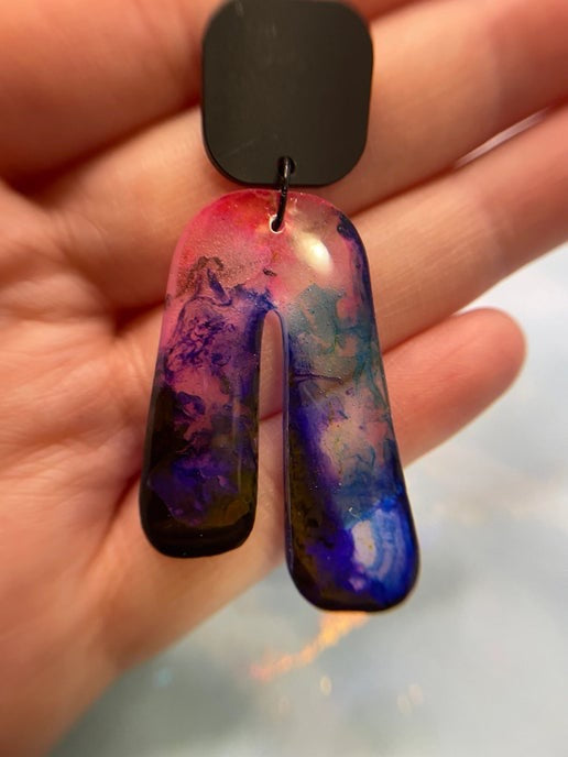 Anahe: Aurora Dream – Abstract Rainbow Drop Earrings(Nickel Free)