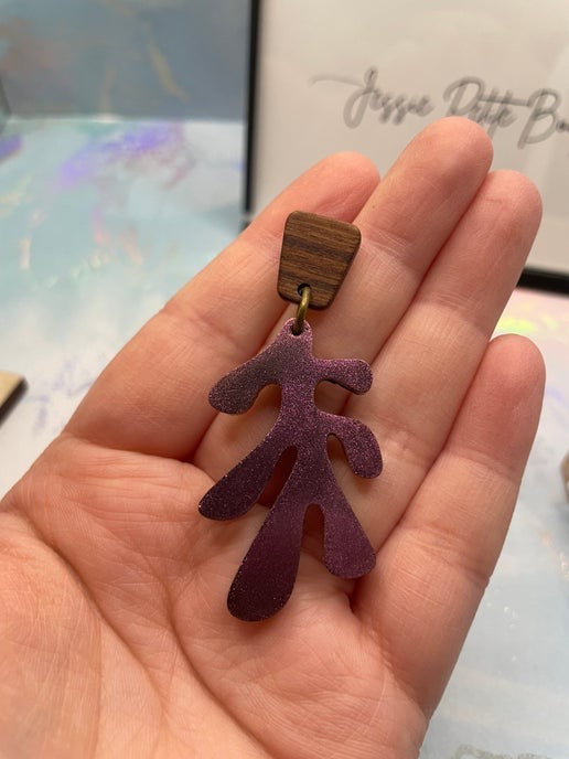 Lea: Earrings+ Wood Stud-STAINLESS STEEL