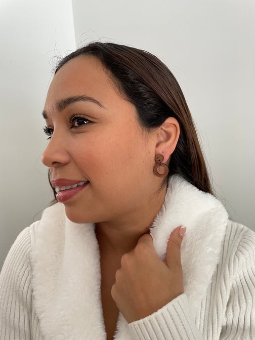 Wood Circle Drop Earrings- Nickel Free