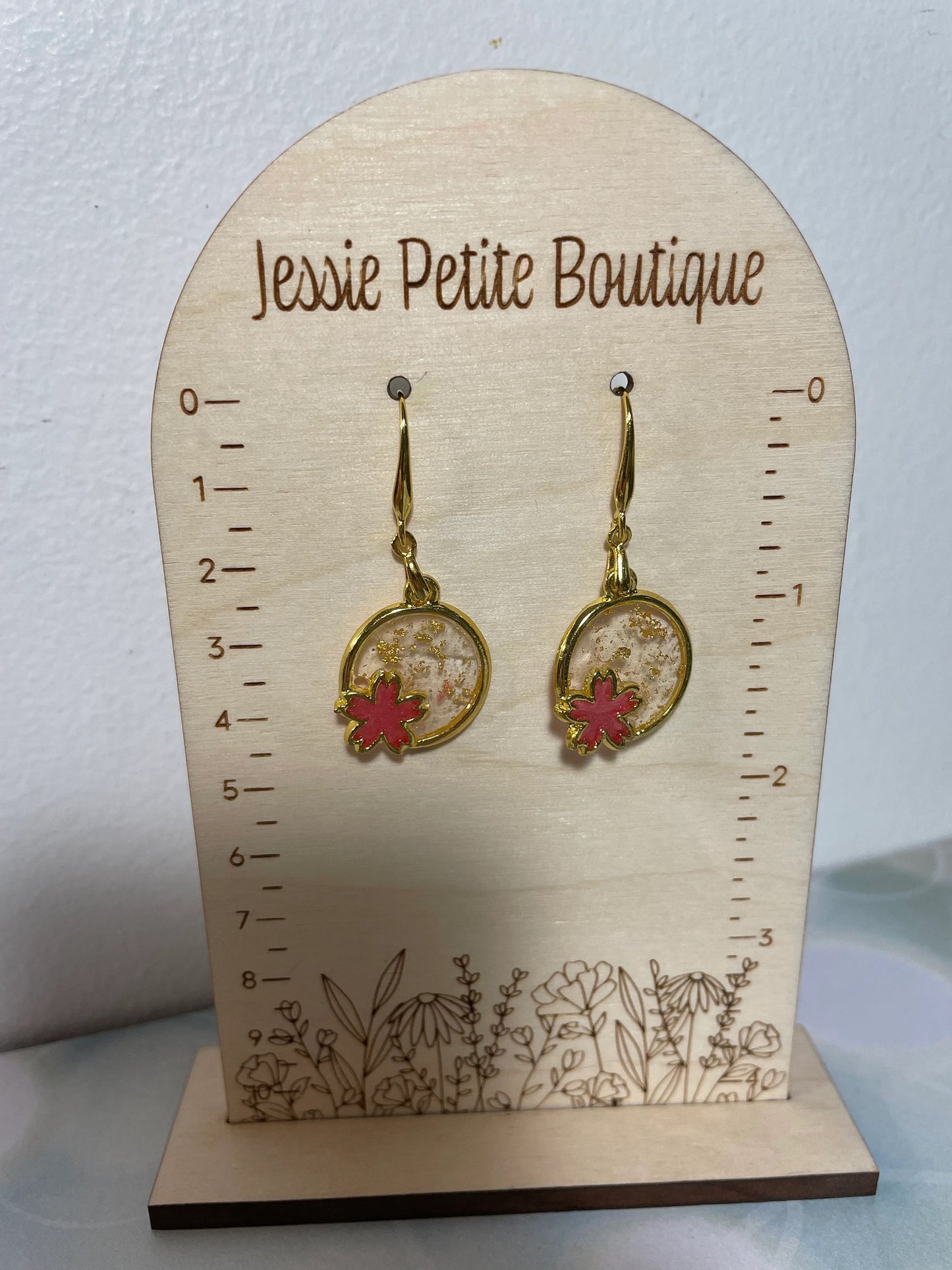 Gold Floral Circle Earrings
