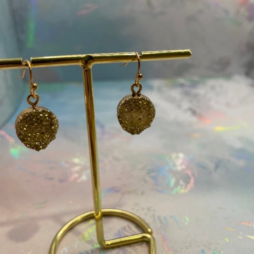 Gold Faux Rock Style Dangle Earrings