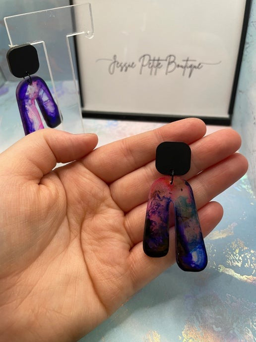 Anahe: Aurora Dream – Abstract Rainbow Drop Earrings(Nickel Free)