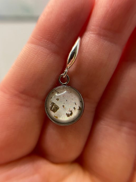 Sparkly White Cabochon Earrings – Stainless Steel