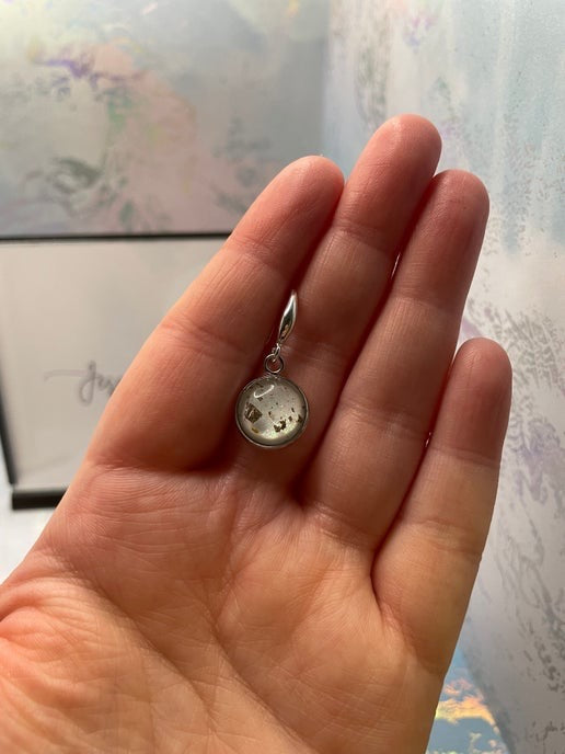 Sparkly White Cabochon Earrings – Stainless Steel