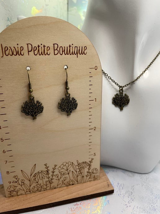 Bronze Tree Necklace & Earrings Set