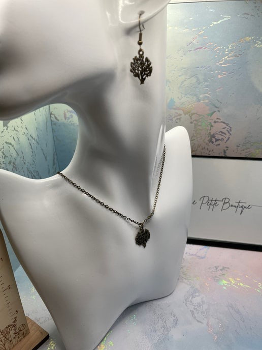 Bronze Tree Necklace & Earrings Set