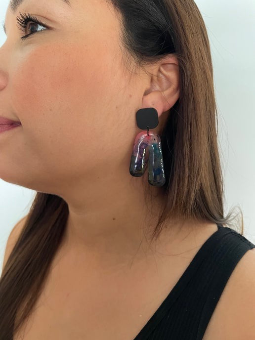Anahe: Aurora Dream – Abstract Rainbow Drop Earrings(Nickel Free)