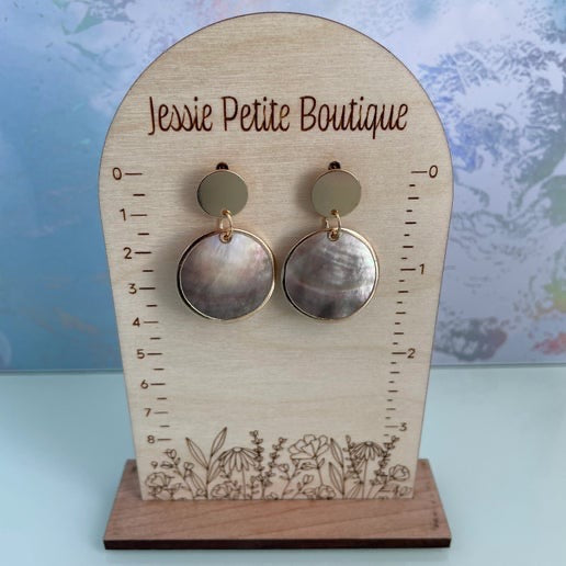 Gold & Seashell Round Earrings-Nickel Free+Stainless Steel