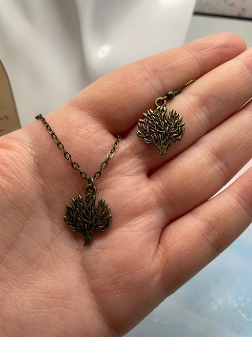 Bronze Tree Necklace & Earrings Set